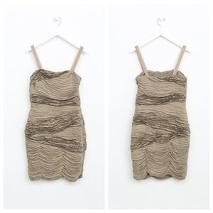 NWT Catherine Malandrino Argile Ruched Silk Dress in Nude size 4